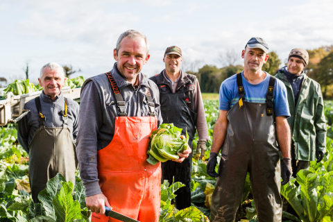 Emmanuel et Paul Le Dantec, producteurs Prince de Bretagne Les Maraîchers d'Armor, et leur équipe. Distribution négoce France et export par la SAS Pouliquen, Cléder